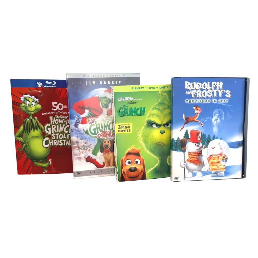 Illumination The Grinch Blu-ray DVD Rudolph Frosty Christmas in July DVD Bundle